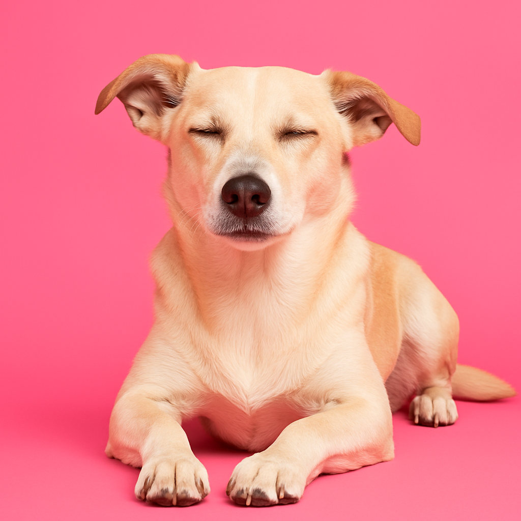 A relaxed dog representing the calm and stress support category